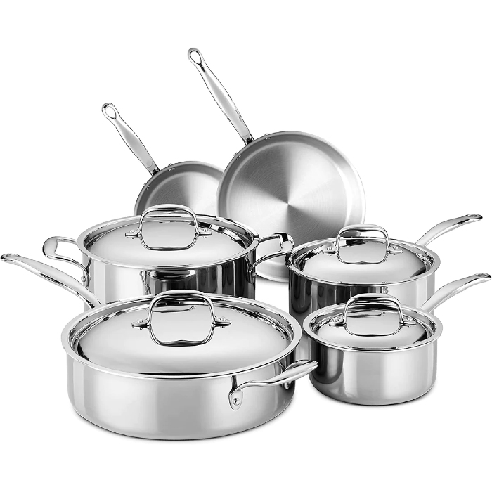 Legend Stainless Steel 5-Ply Copper Core 14-Piece Cookware Set